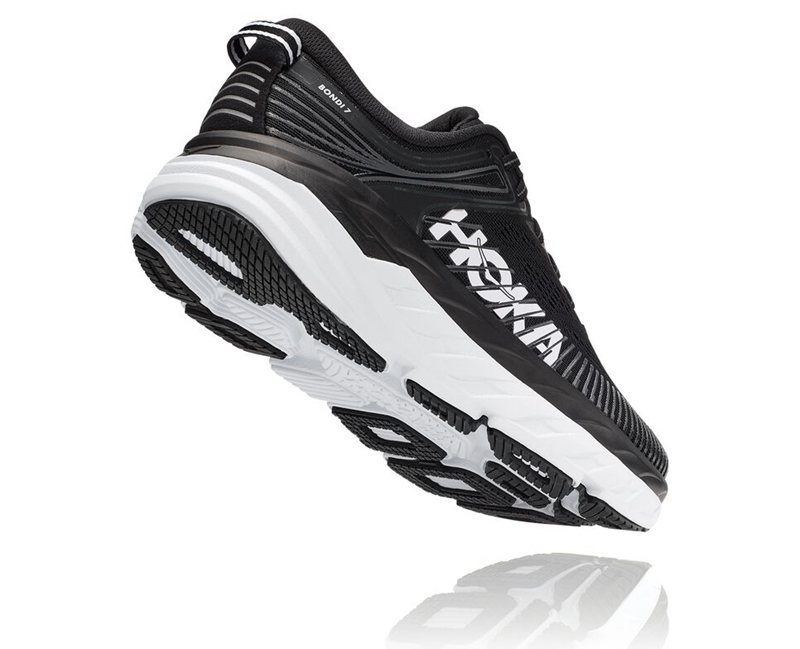 Black Hoka Bondi 7 Men's Road Running Shoes | 94865-LIPG
