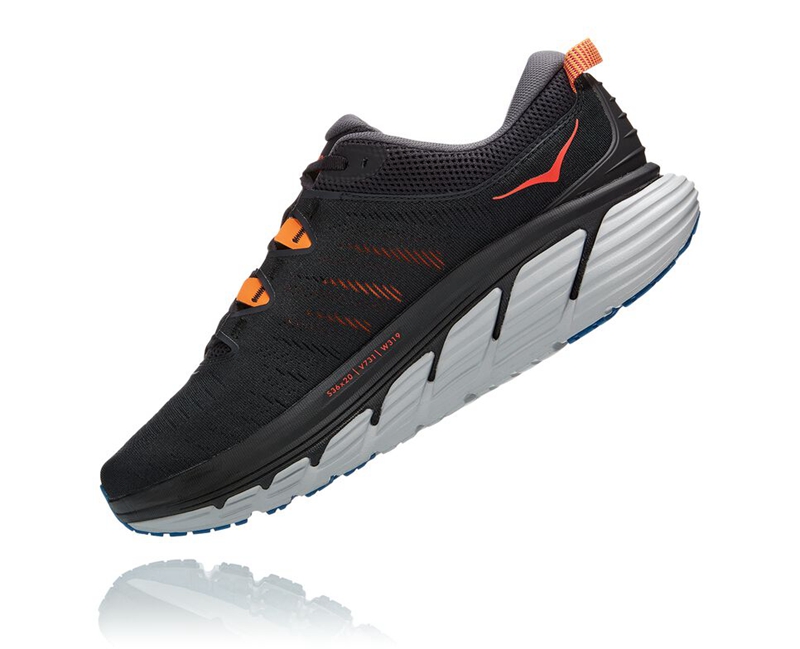Black Hoka Gaviota 3 Men's Road Running Shoes | 74219-HVTQ