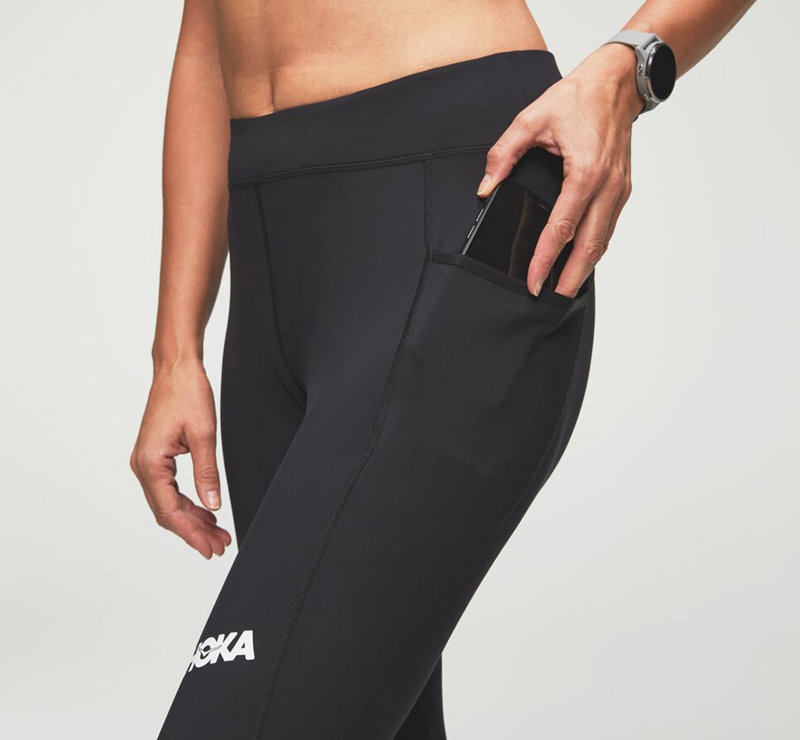 Black Hoka Performance Crop Tight Women's Leggings | 78902-IZGQ