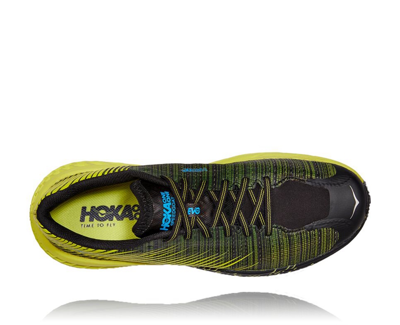 Black / Yellow Hoka Evo Speedgoat Men's Trail Running Shoes | 68041-IOLF