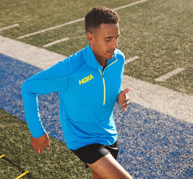 Blue Hoka 1/2 Zip Midlayer Men's Running Tops | 28613-SMQI