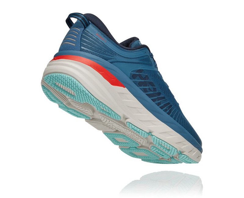 Blue Hoka Bondi 7 Men's Road Running Shoes | 59184-CNQZ