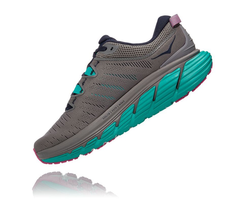 Grey Hoka Gaviota 3 Women's Road Running Shoes | 31258-WUBS
