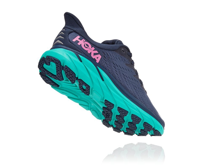 Navy Hoka Clifton 8 Women's Road Running Shoes | 82310-GVXN