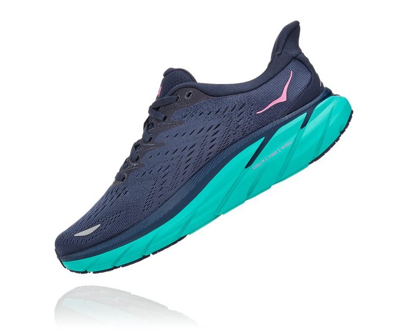 Navy Hoka Clifton 8 Women's Road Running Shoes | 82310-GVXN