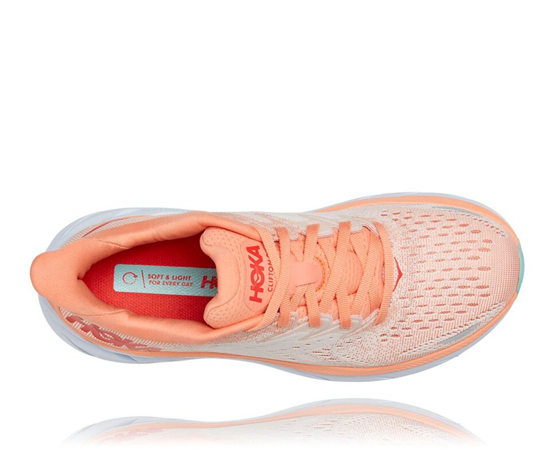 Orange Hoka Clifton 8 Women's Road Running Shoes | 42093-JNIX