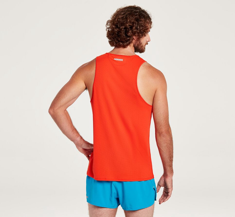 Rose Hoka Singlet Men's Running Tops | 57932-XPLC