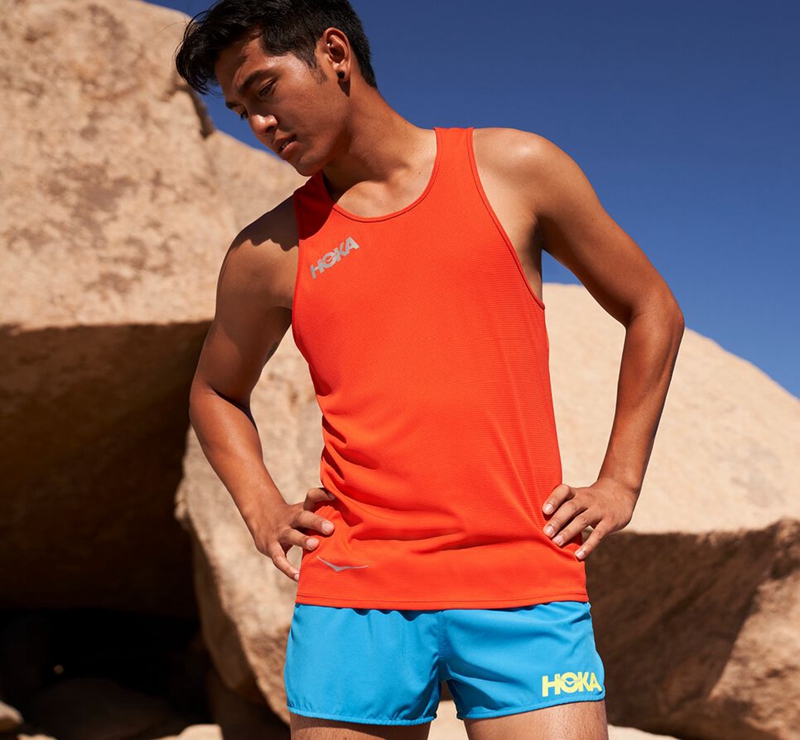 Rose Hoka Singlet Men's Running Tops | 57932-XPLC